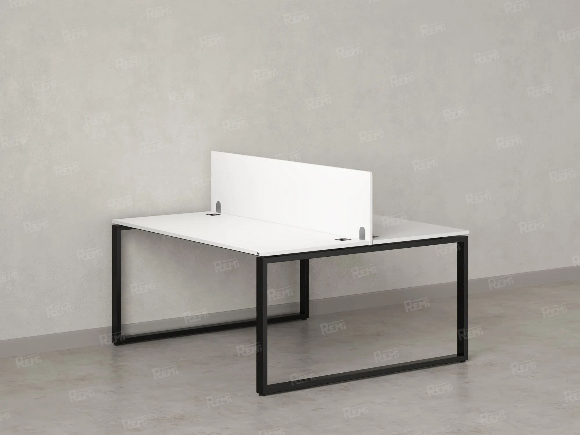 Бенч-система, 2 рабочих места, с одним экраном ЛДСП 1600x1600x750 RM169-2-16x16 Белый/Черный