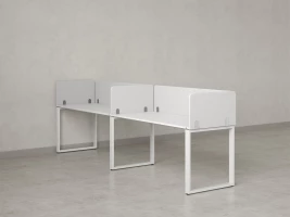 Бенч-система в 1 ряд, 2 рабочих места 5 тканевых экранов 2000x600x750 RM168-1-20x6 Белый/Белый