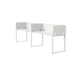 Бенч-система в 1 ряд, 2 рабочих места 5 тканевых экранов 2000x600x750 RM168-1-20x6 Белый/Белый