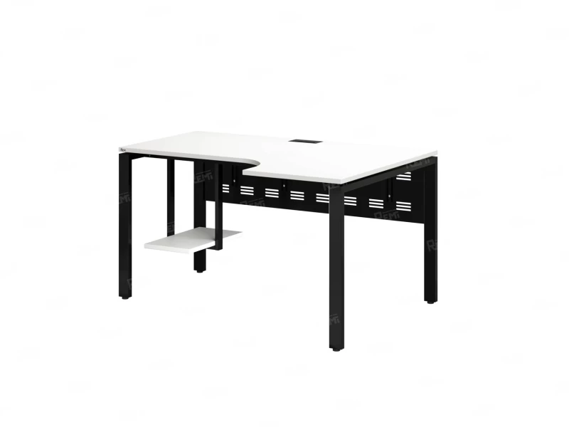 Стол угловой, экран металл, П-опора, правый 1600x900/1200x750, RM058-16x9-12 Белый/Черный