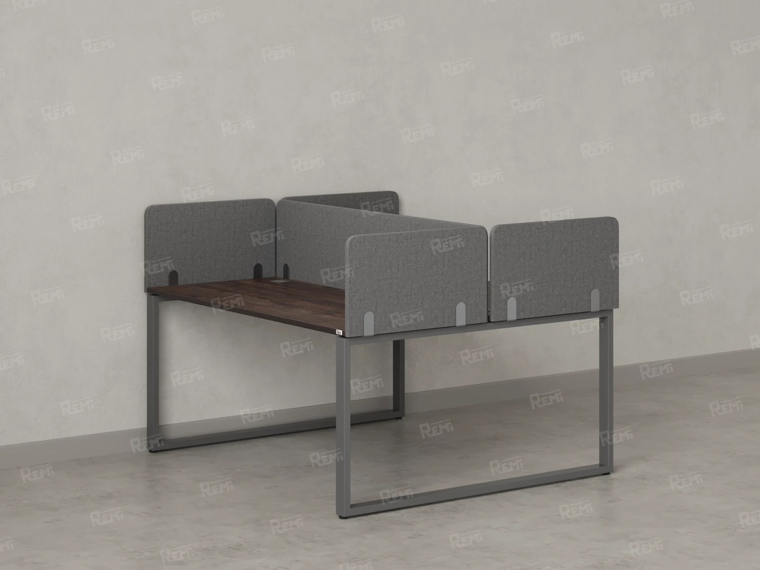 Бенч-система, 2 рабочих места, 5 тканевых экранов 1600x1200x750 RM169-3-16x12 Дуб Апрельский шоколад/Серый