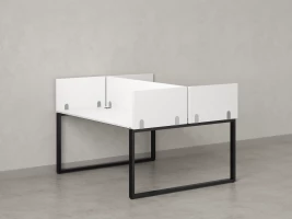 Бенч-система, 2 рабочих места, 5 ЛДСП экранов 1000x1400x750 RM169-4-10x14 Белый/Черный