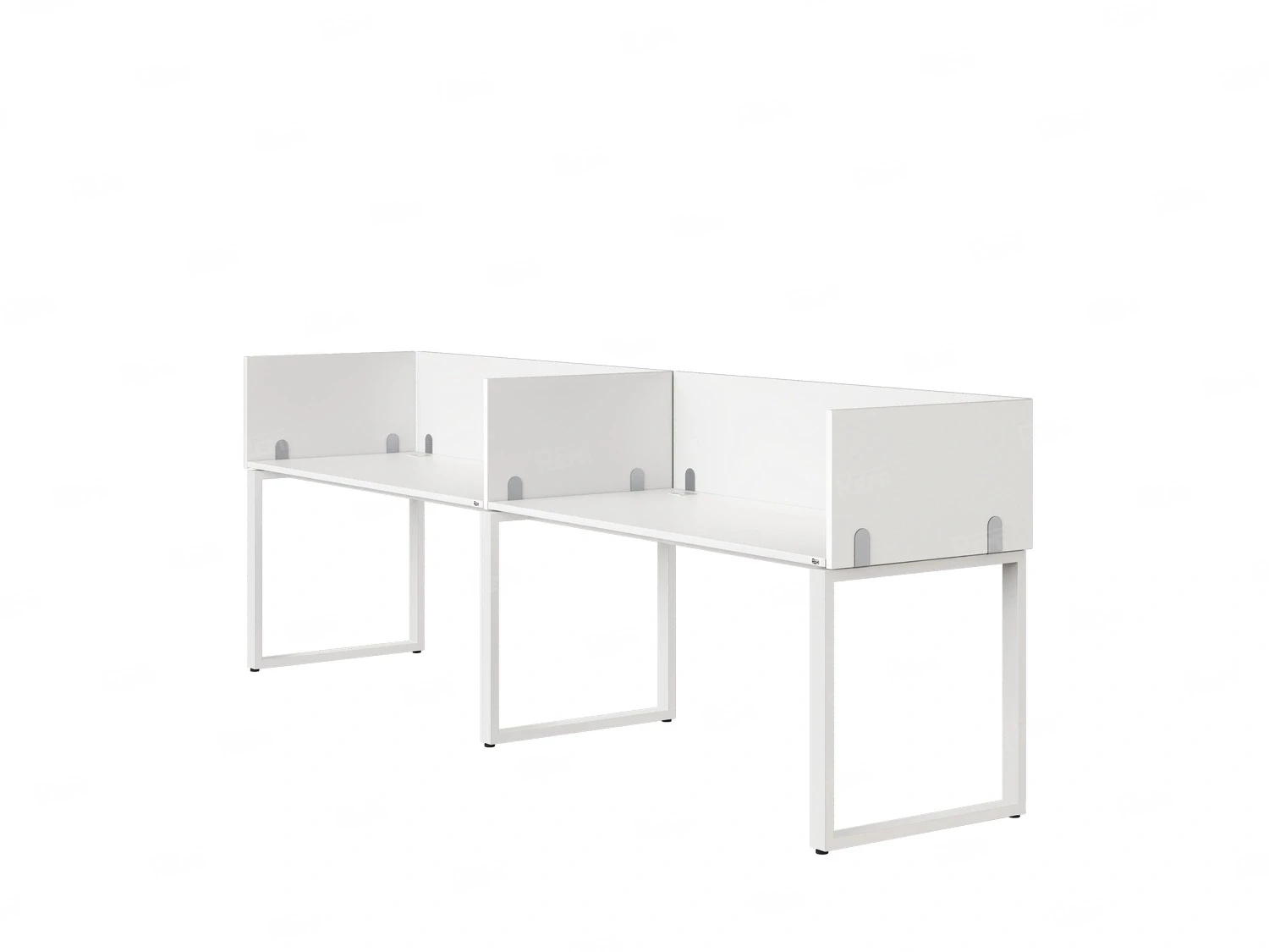 Бенч-система в 1 ряд, 2 рабочих места 5 ЛДСП экранов 2400x800x750 RM168-2-24x8 Белый/Белый