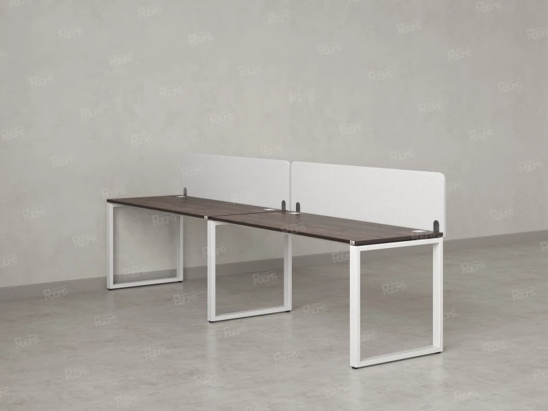 Бенч-система в 1 ряд, 2 рабочих места 2 тканевых экранов 2400x600x750 RM168-3-24x6 Дуб Апрельский шоколад/Белый