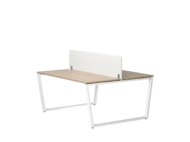 Бенч-система, 2 рабочих места, с одним тканевым экраном 1400x1200x750 RM172-1-14x12 Вяз Швейцарский светлый/Белый