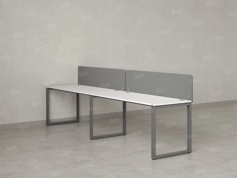 Бенч-система в 1 ряд, 2 рабочих места 2 тканевых экранов 3200x700x750 RM168-3-32x7 Белый/Серый