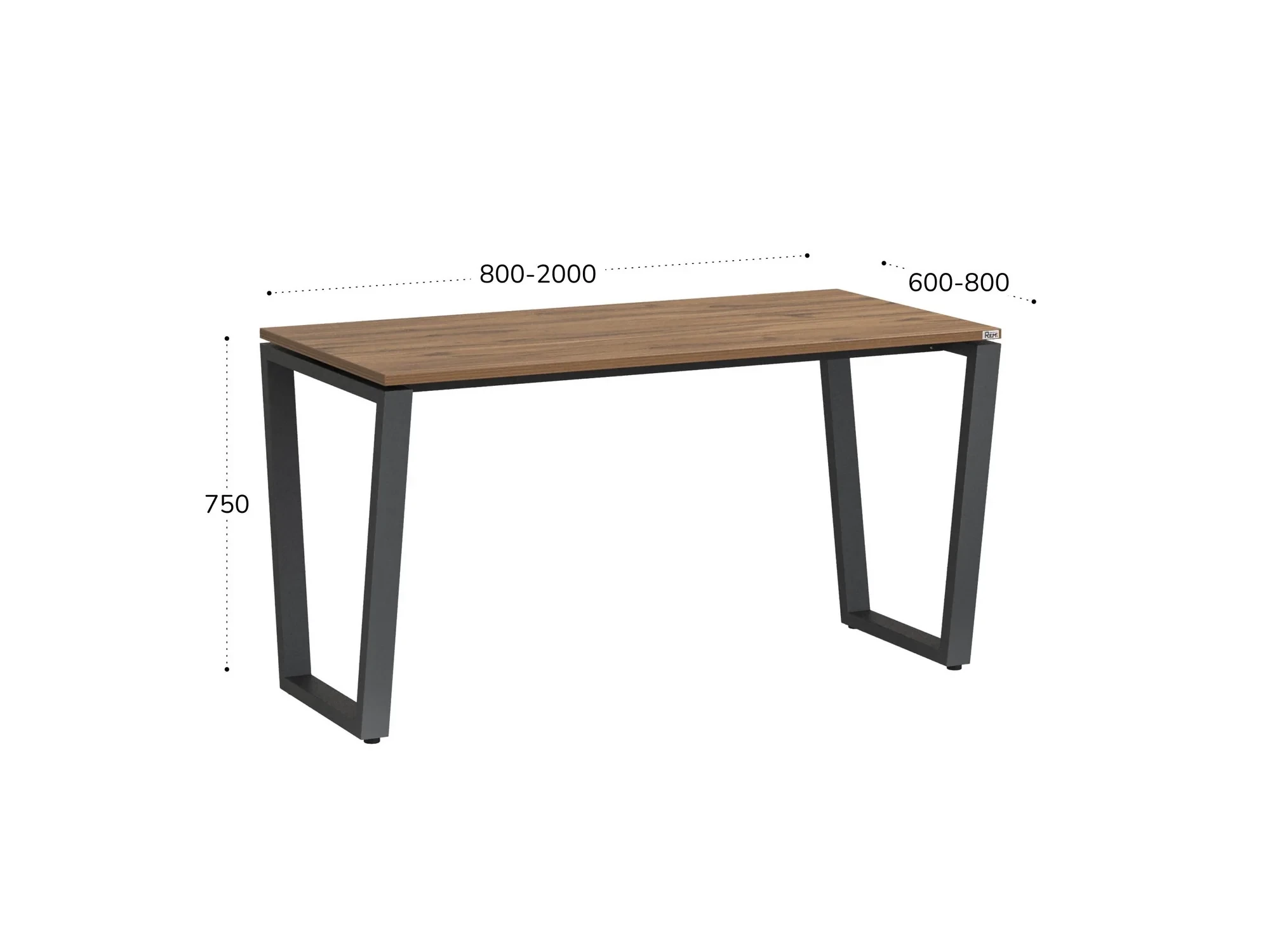 Стол прямой на U-образных опорах 800x800x750 RM003-8x8 Дуб Юстус/Серый