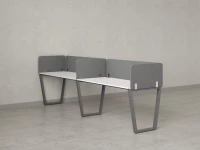 Бенч-система в 1 ряд, 2 рабочих места 5 тканевых экранов 2000x600x750 RM174-1-20x6 Белый/Серый