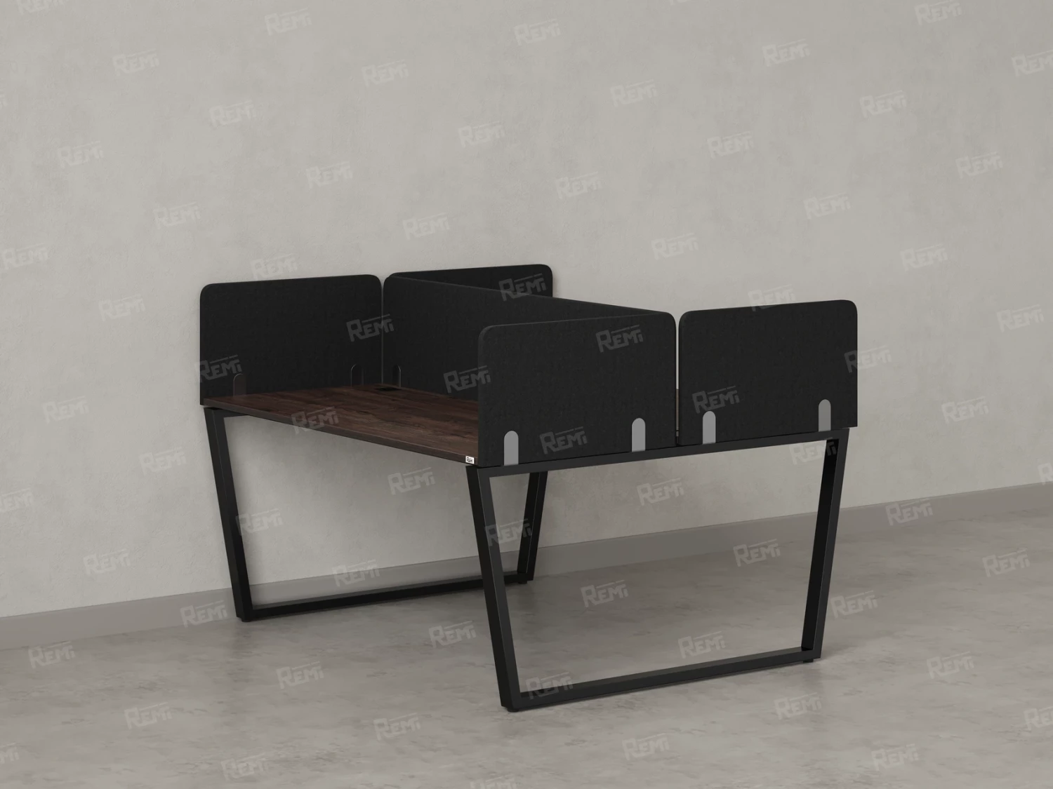 Бенч-система, 2 рабочих места, 5 тканевых экранов 1600x1200x750 RM172-3-16x12 Дуб Апрельский шоколад/Черный