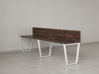 Бенч-система в 1 ряд, 2 рабочих места 2 ЛДСП экранов 2700x800x750 RM174-4-27x8 Дуб Апрельский шоколад/Белый