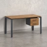 Стол прямой с подвесной тумбой 2 ящика, П-опора 1600x600x750 RM039-16x6 Дуб Юстус/Серый