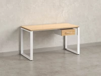 Стол прямой с подвесной тумбой, О-опора 1600x800x750 RM036-16x8 Вяз Швейцарский светлый/Белый