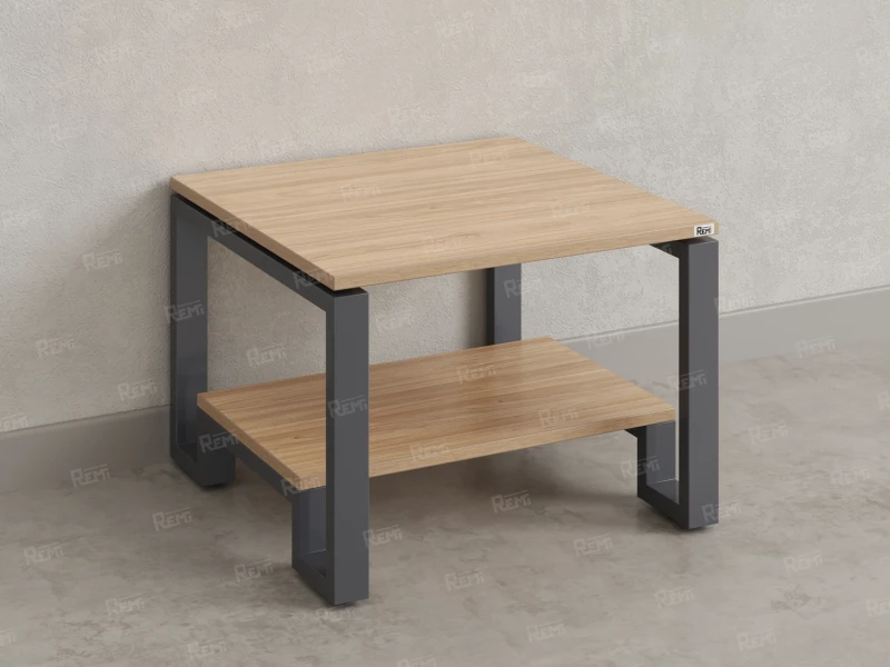 Журнальный стол с полкой 900x700x550 RM181-9x7 Вяз Швейцарский светлый/Серый