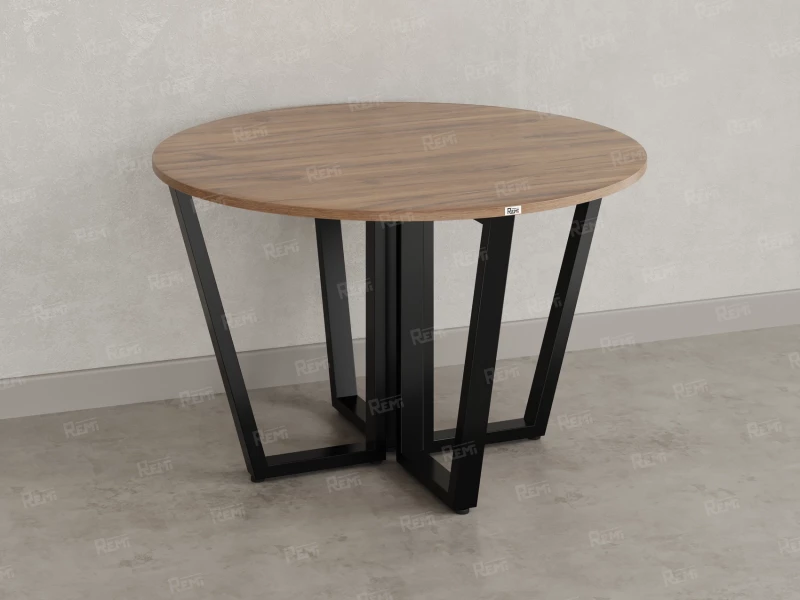Круглый стол на U-образных опорах 1200x1200x750 RM188-12x12 Дуб Юстус/Черный