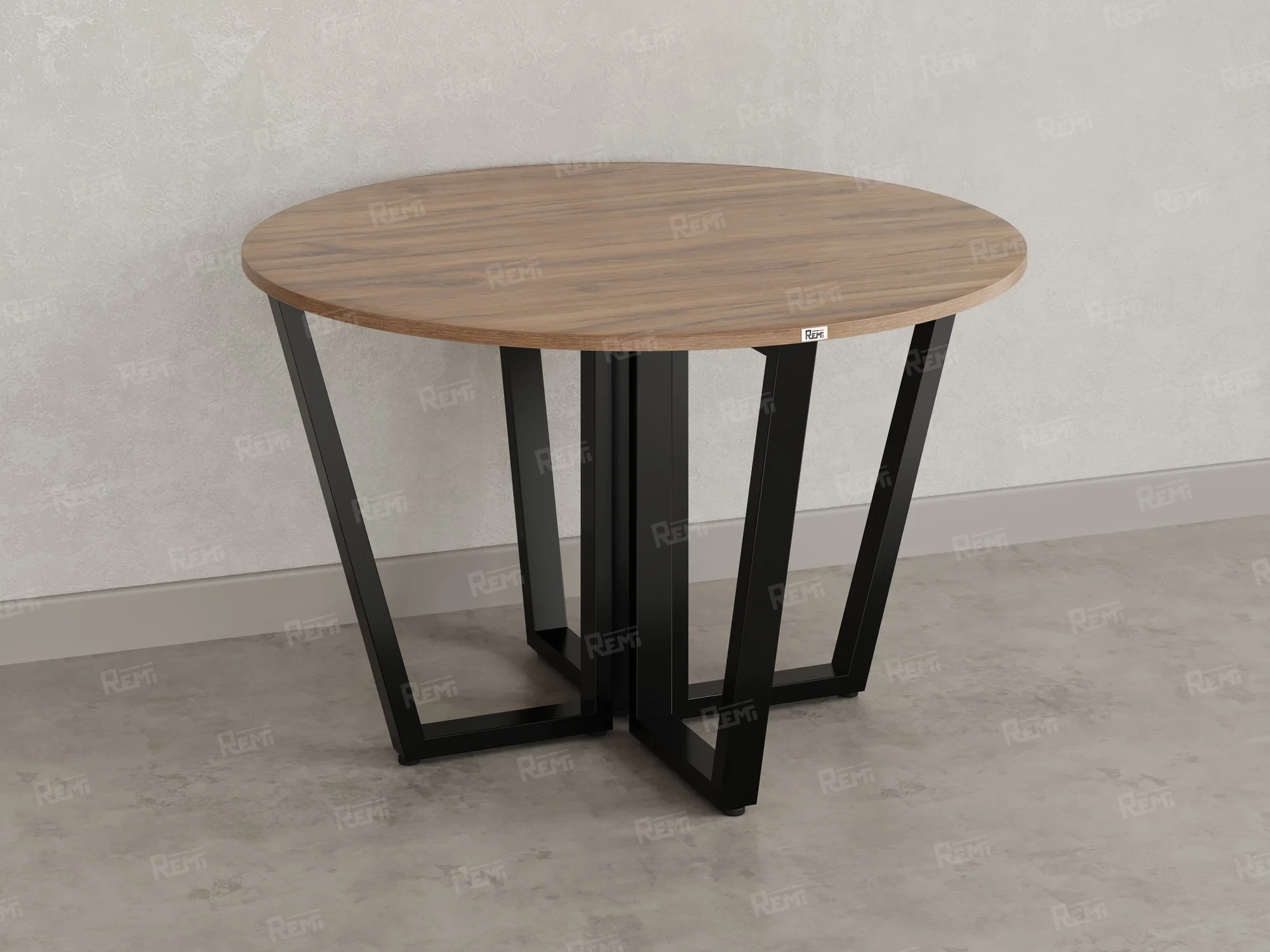 Круглый стол на U-образных опорах 1200x1200x750 RM188-12x12 Дуб Юстус/Черный