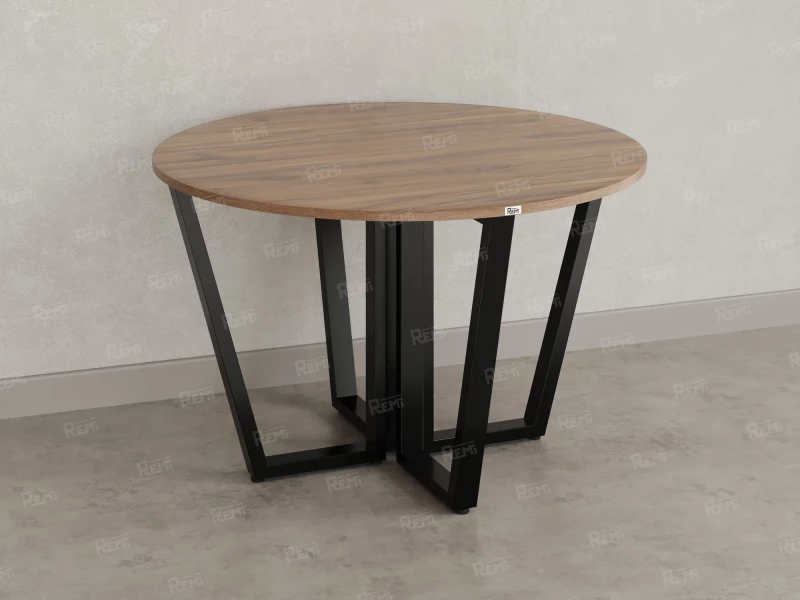 Круглый стол на U-образных опорах 1200x1200x750 RM188-12x12 Дуб Юстус/Черный