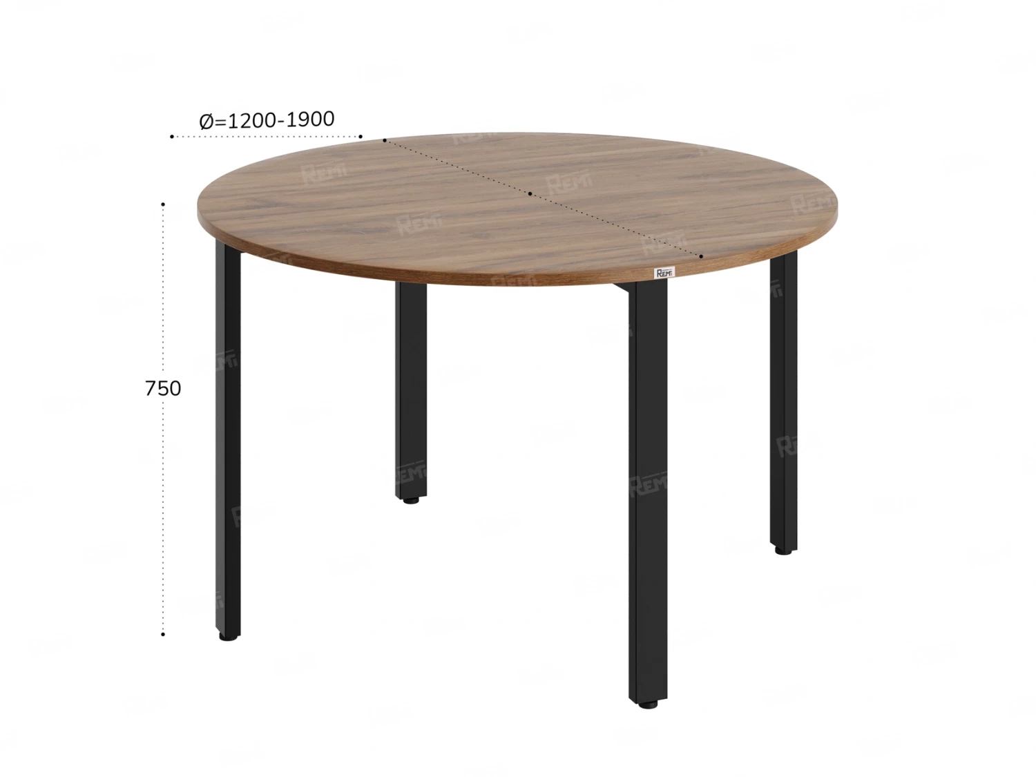 Круглый стол на П-образных опорах 1600x1600x750 RM186-16x16 Дуб Юстус/Черный