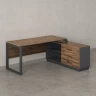 Стол прямой с тумбой R, ЛДСП экран, О-опора 1800x600x750 RM012R-18x6 Дуб Юстус/Серый