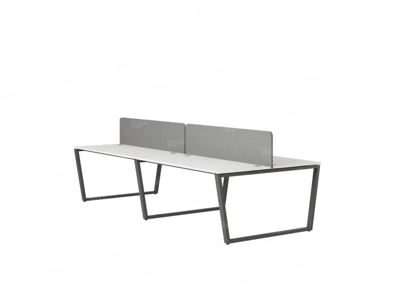 Бенч-система, 4 рабочих места, на U-образных опорах, 2 тканевых экранов 3200x1400x750 RM173-3-16x14 Белый/Серый