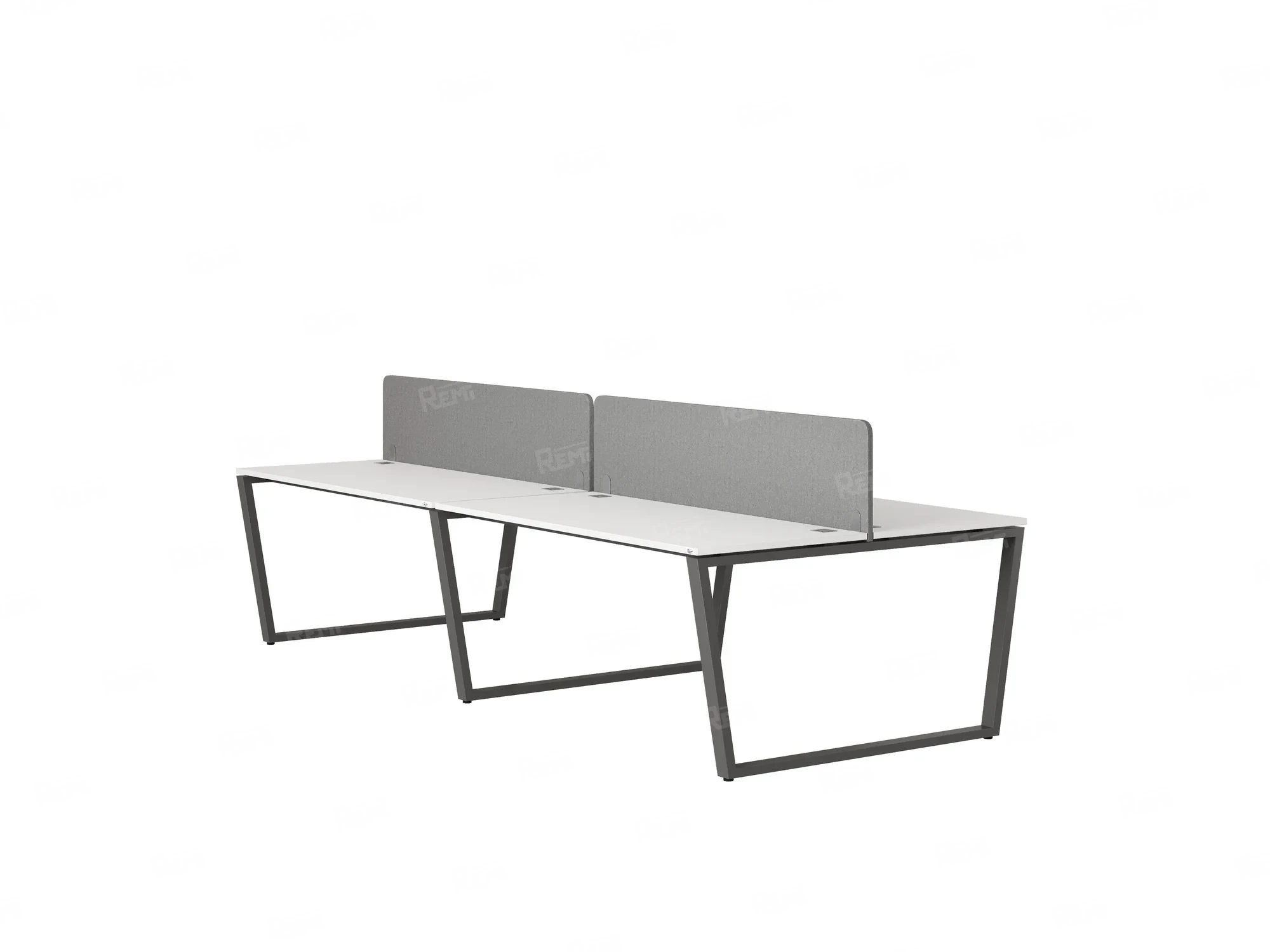 Бенч-система, 4 рабочих места, на U-образных опорах, 2 тканевых экранов 3200x1400x750 RM173-3-16x14 Белый/Серый