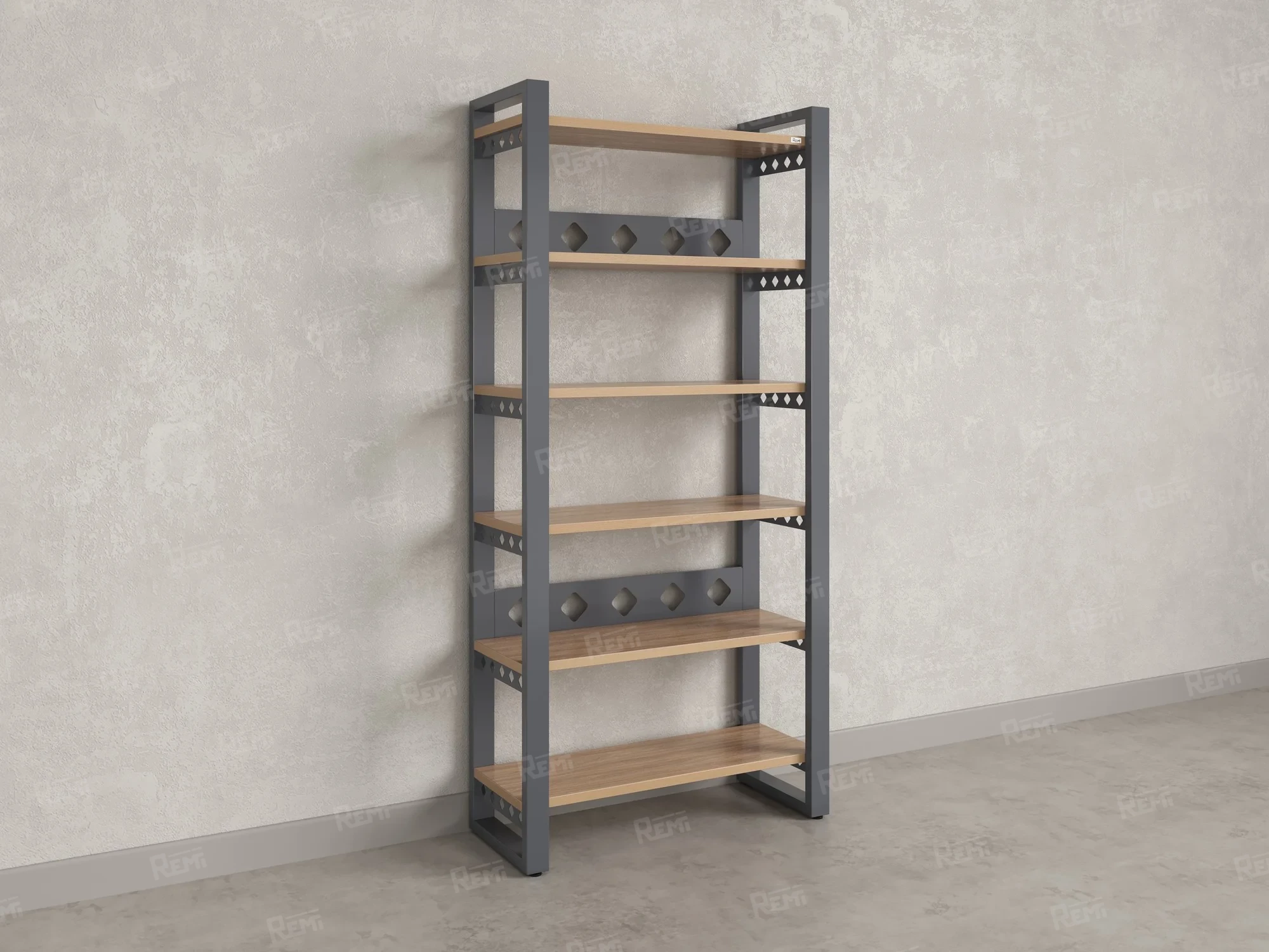 Стеллаж, 6 уровней 900x370x1920 RM132-90x37 Вяз Швейцарский светлый/Серый