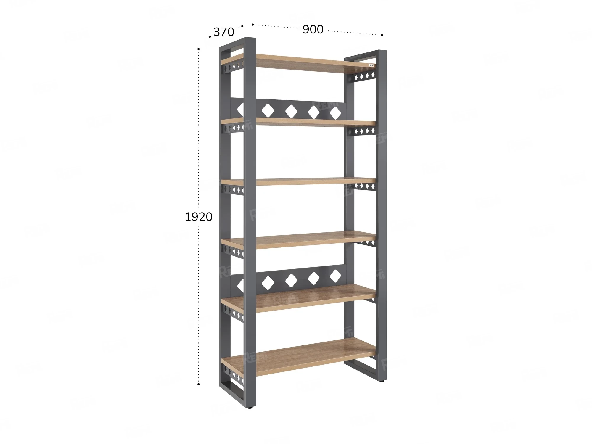 Стеллаж, 6 уровней 900x370x1920 RM132-90x37 Вяз Швейцарский светлый/Серый