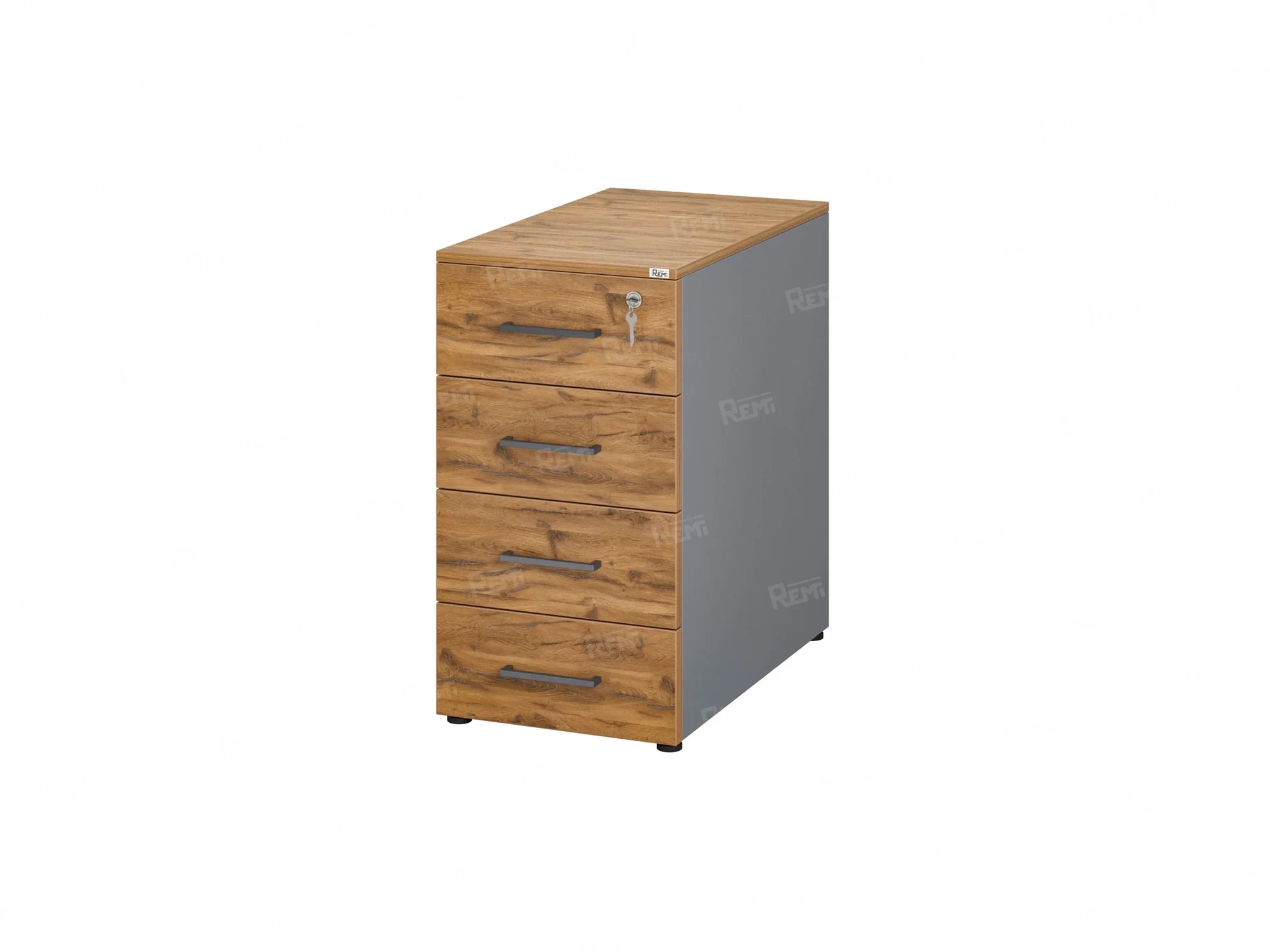 Тумба приставная, 4 ящика 400x800x750 RM121-40x80 Дуб Юстус/Серый