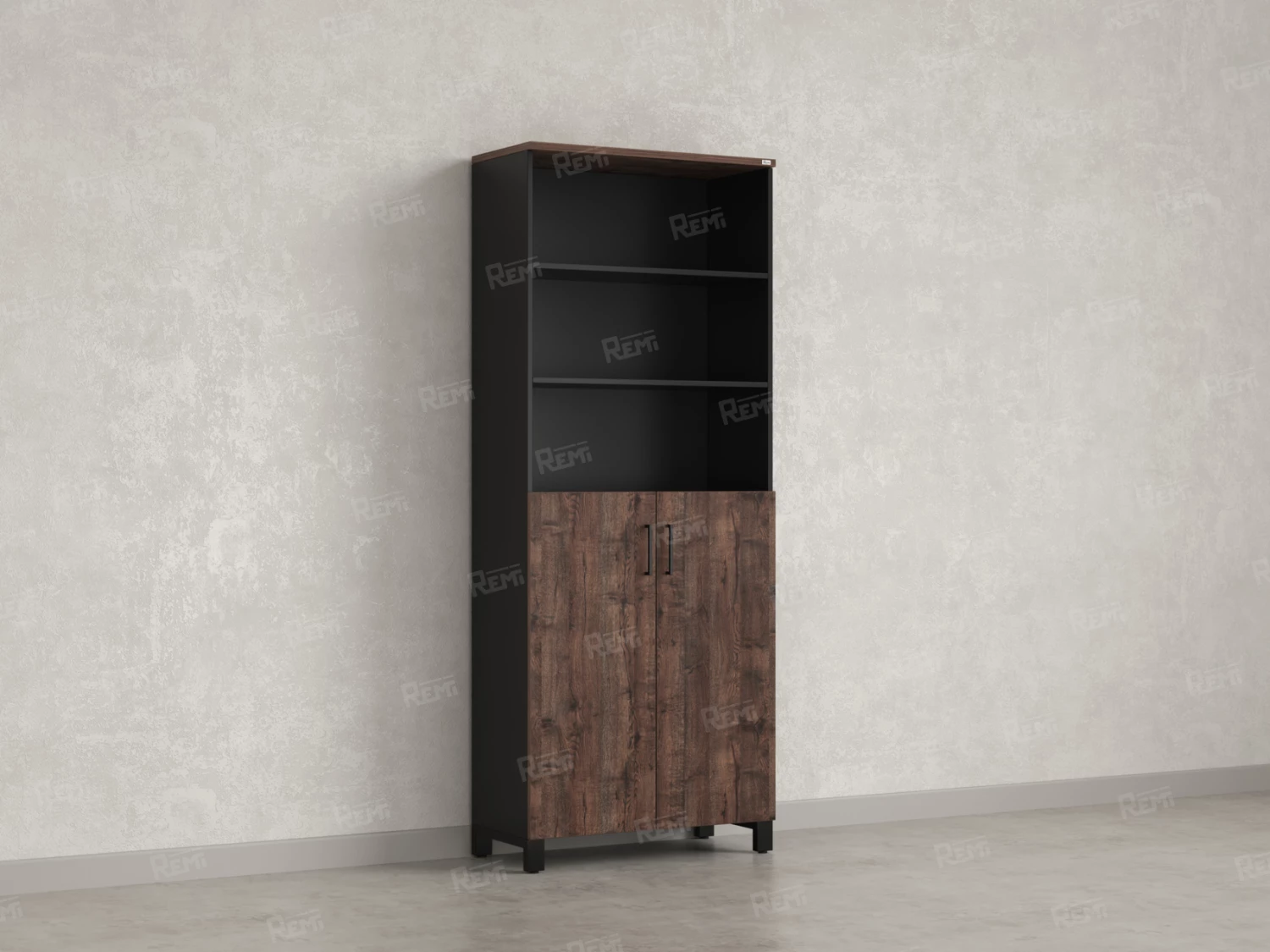 Шкаф комбинированный, 6 уровней 900x420x2200 RM154-90x41 Дуб Апрельский шоколад/Черный