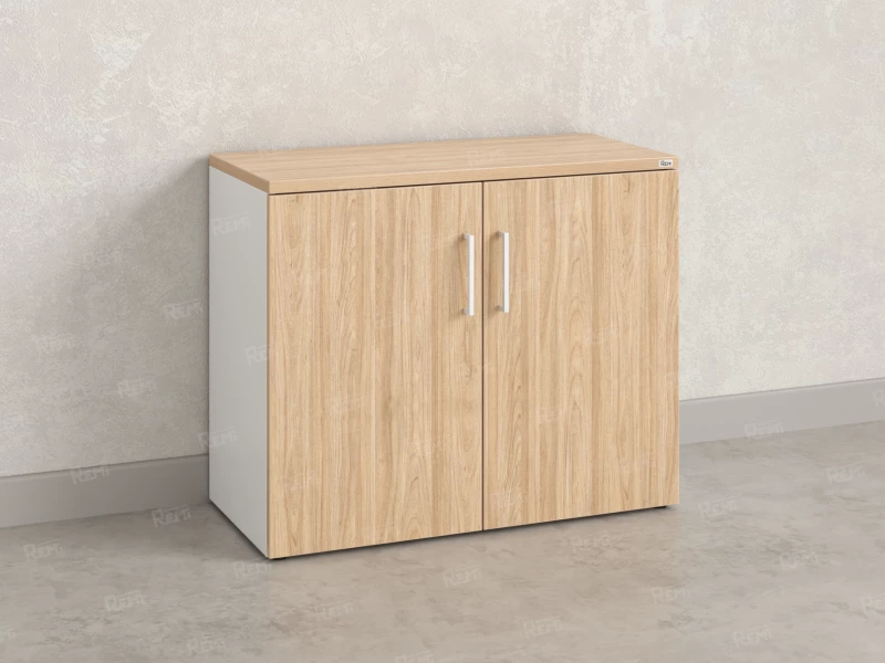 Шкаф низкий распашной, регулируемые опоры, 2 уровня 900x600x750 RM148-90x60 Вяз Швейцарский светлый/Белый