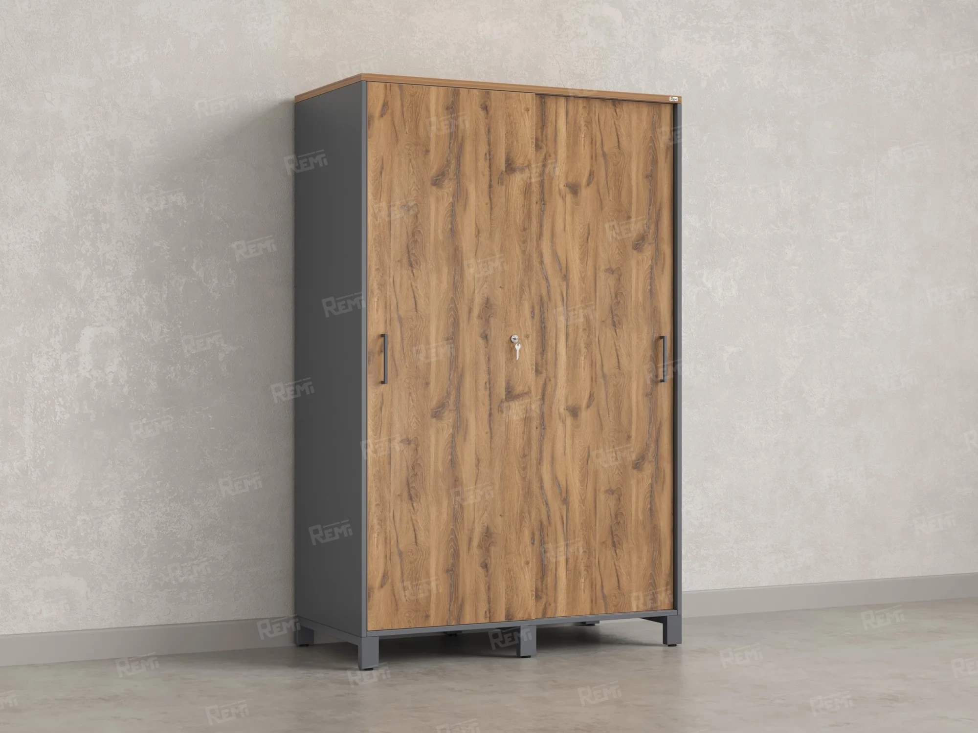 Шкаф-купе, штанга, 1 полка 1200x600x1900 RM163-90x60 Дуб Юстус/Серый