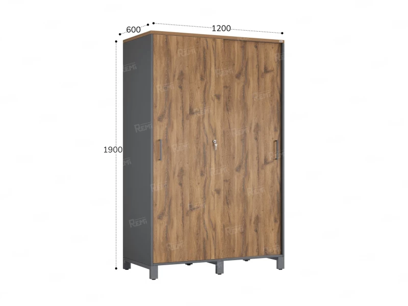 Шкаф-купе, штанга, 1 полка 1200x600x1900 RM163-90x60 Дуб Юстус/Серый