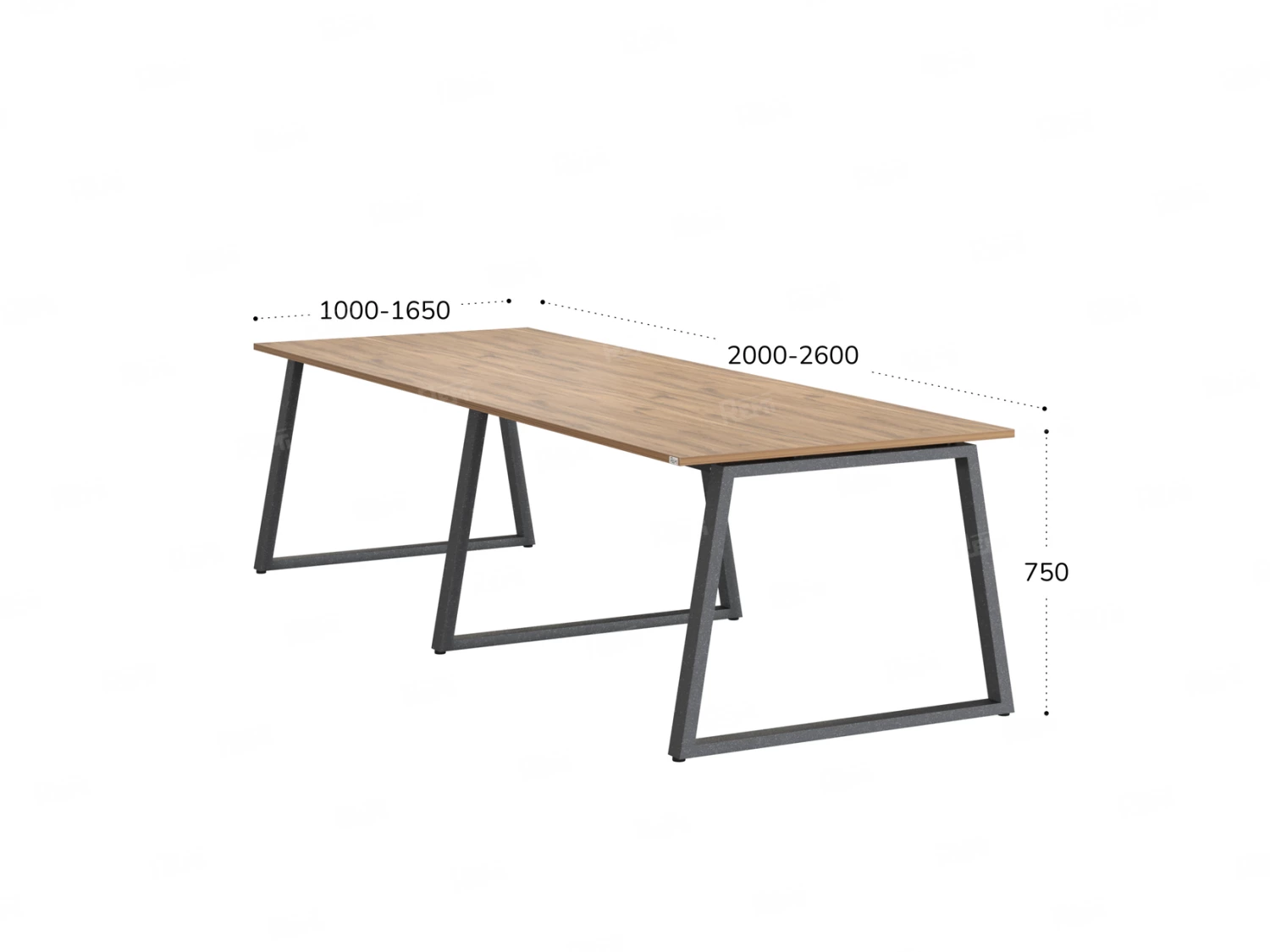 Cтол для переговоров, на A-обазном каркасе 2500x1450x750 RM083-250x145 Дуб Юстус/Серый