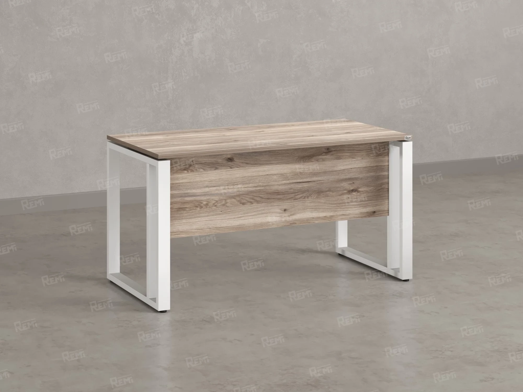 Стол прямой на О-образных опорах с экраном ЛДСП 1600x700x750 RM041-16x7 Дуб Маувелла/Белый