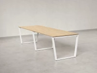 Cтол для переговоров, на V-обазном каркасе 2500x1400x750 RM082-250x140 Вяз Швейцарский светлый/Белый