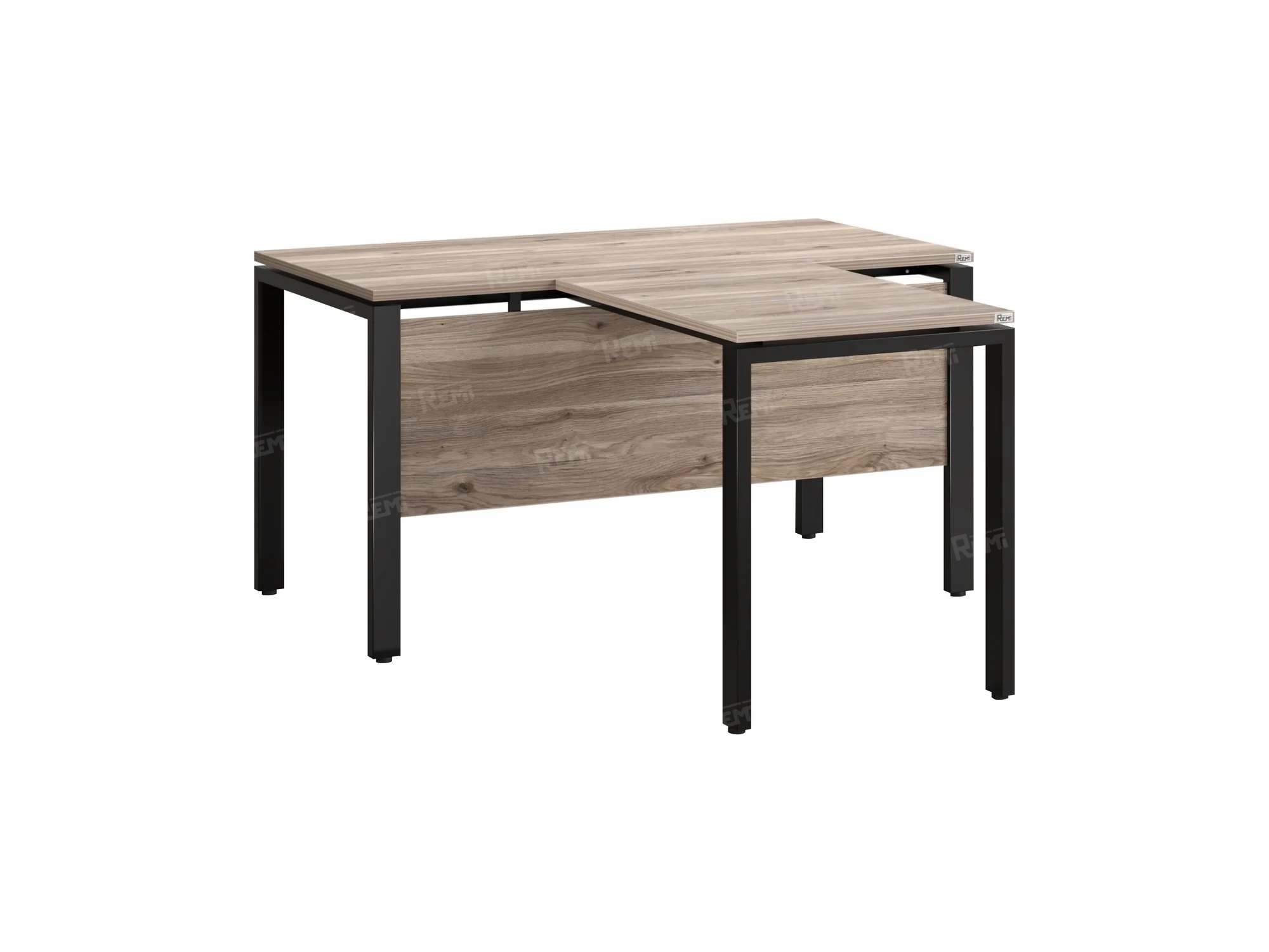 Стол с брифингом с парящей столешницей на П-образных опорах с экраном ЛДСП RM043-10x7 1000x1700x750 Дуб Маувелла/Черный