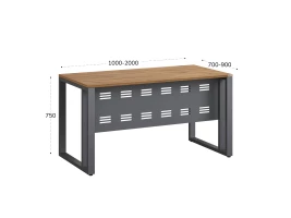 Стол прямой на О-образных опорах с металлическим экраном 1200x800x750 RM042-12x8 Юстус/Серый
