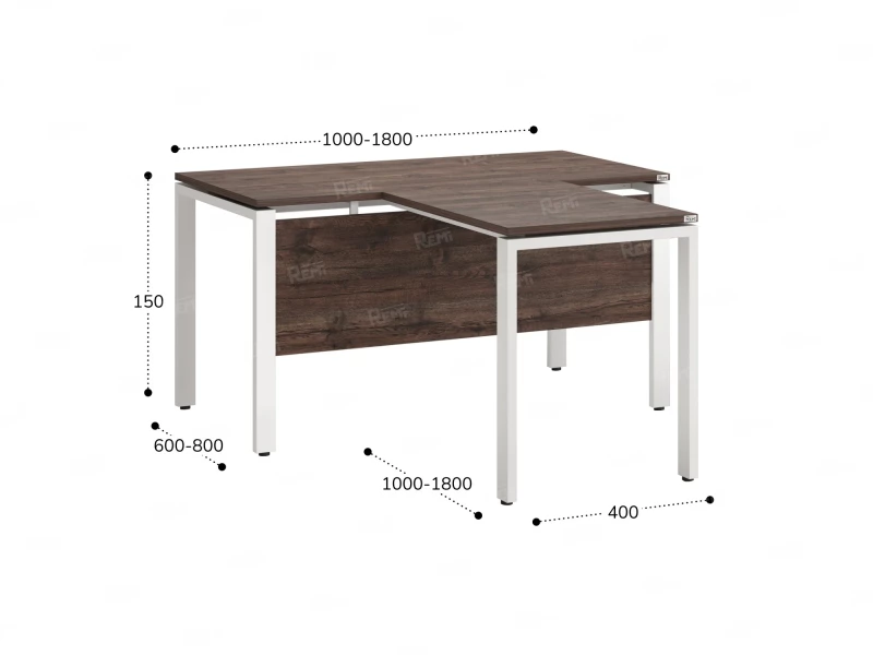 Стол с брифингом с парящей столешницей на П-образных опорах с экраном ЛДСП RM043-14x8 1400x2200x750 Дуб Апрельский шоколад/Белый