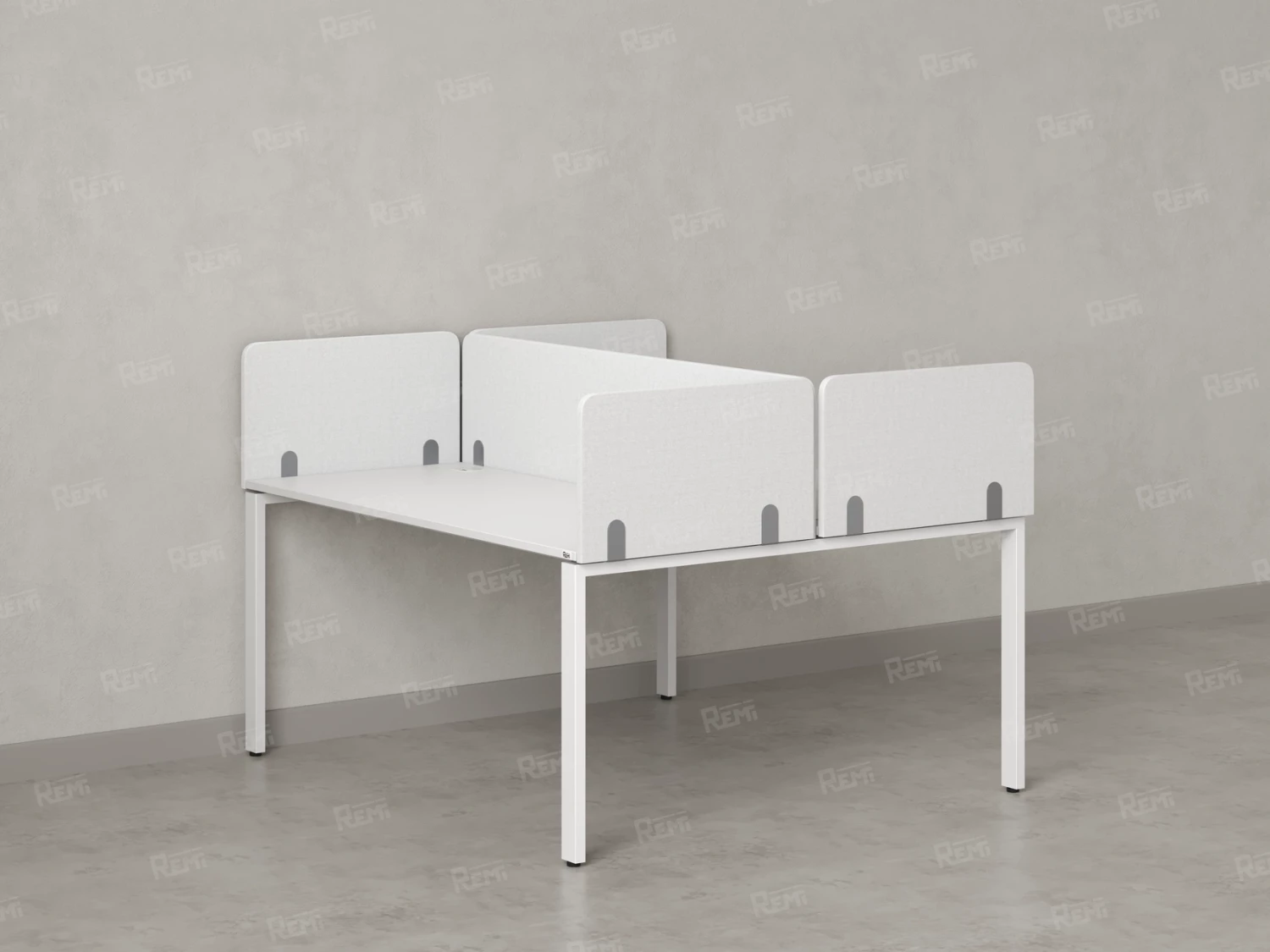 Бенч-система, 2 рабочих места, на П-образных опорах, 5 тканевых экрана 1000x1200x750 RM165-3-10x12 Белый/Белый