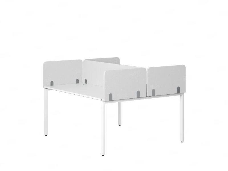 Бенч-система, 2 рабочих места, на П-образных опорах, 5 тканевых экрана 1000x1200x750 RM165-3-10x12 Белый/Белый