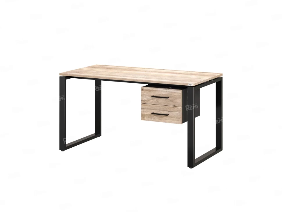 Стол прямой с подвесной тумбой 2 ящика, О-опора 1800x800x750 RM037-18x8 Дуб Маувелла/Черный