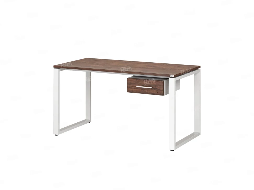 Стол прямой с подвесной тумбой, О-опора 1800x600x750 RM036-18x6 Дуб Апрельский шоколад/Белый
