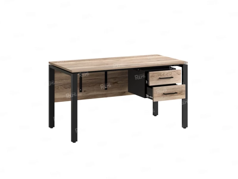 Стол прямой, подвесная тумба, ЛДСП экран, П-опора 1800x600x750 RM031-18x6 Дуб Маувелла/Черный