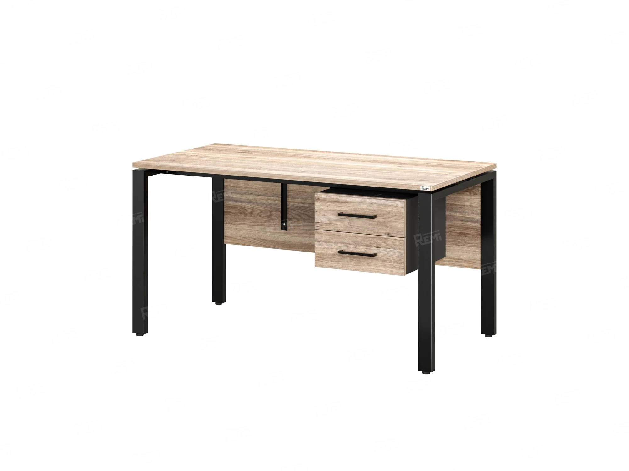 Стол прямой, подвесная тумба, ЛДСП экран, П-опора 1800x600x750 RM031-18x6 Дуб Маувелла/Черный