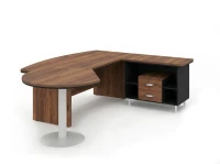 BRL RB072-255x200R Стол рук-ля R угловой с брифингом и тумбой 2 ящика 2550х2000х760 Венге/Черный