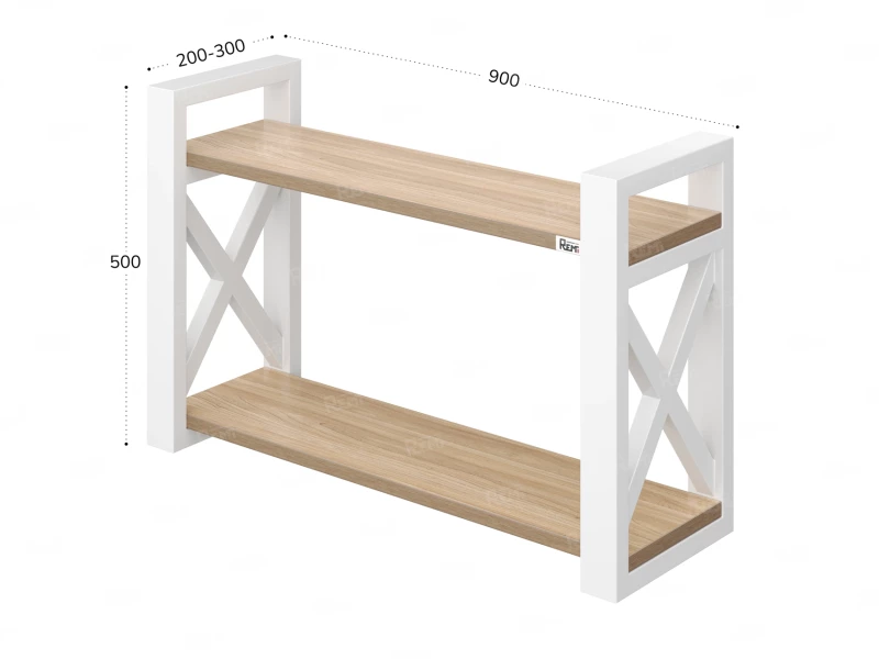 Полка настенная 900x200x500 RM196-90x20 Вяз Швейцарский светлый/Белый