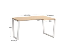 Стол угловой, U-опора, правый 1400x900/1200x750, RM050-14x9-12 Вяз Швейцарский светлый/Белый