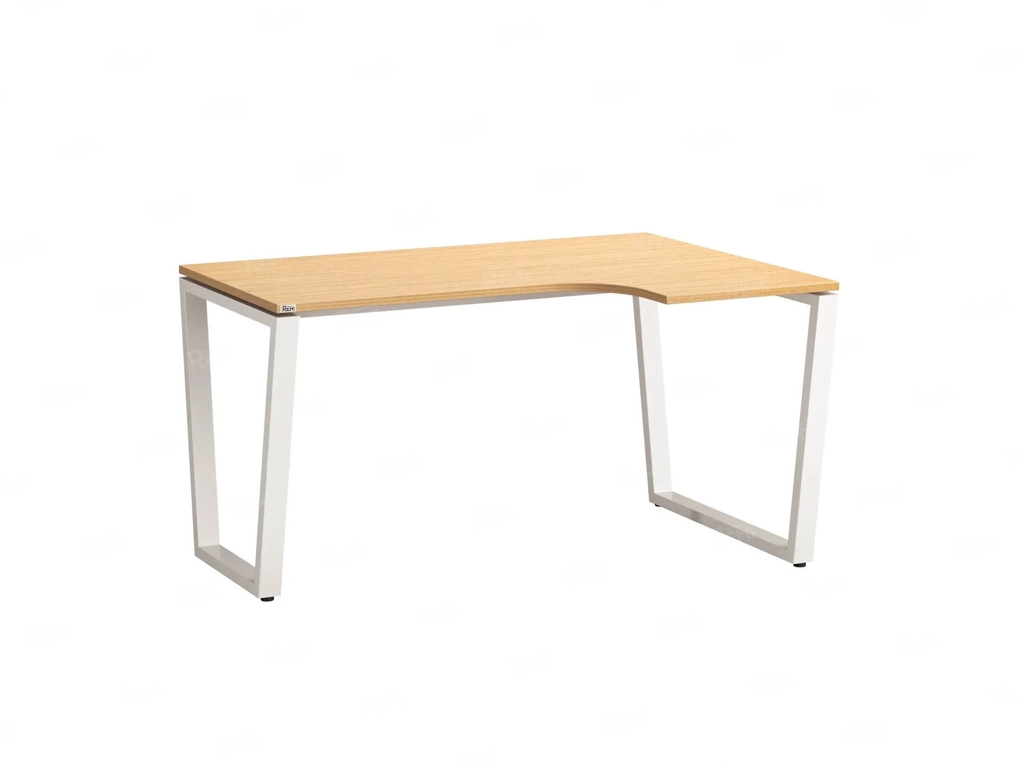 Стол угловой, U-опора, правый 1400x900/1200x750, RM050-14x9-12 Вяз Швейцарский светлый/Белый