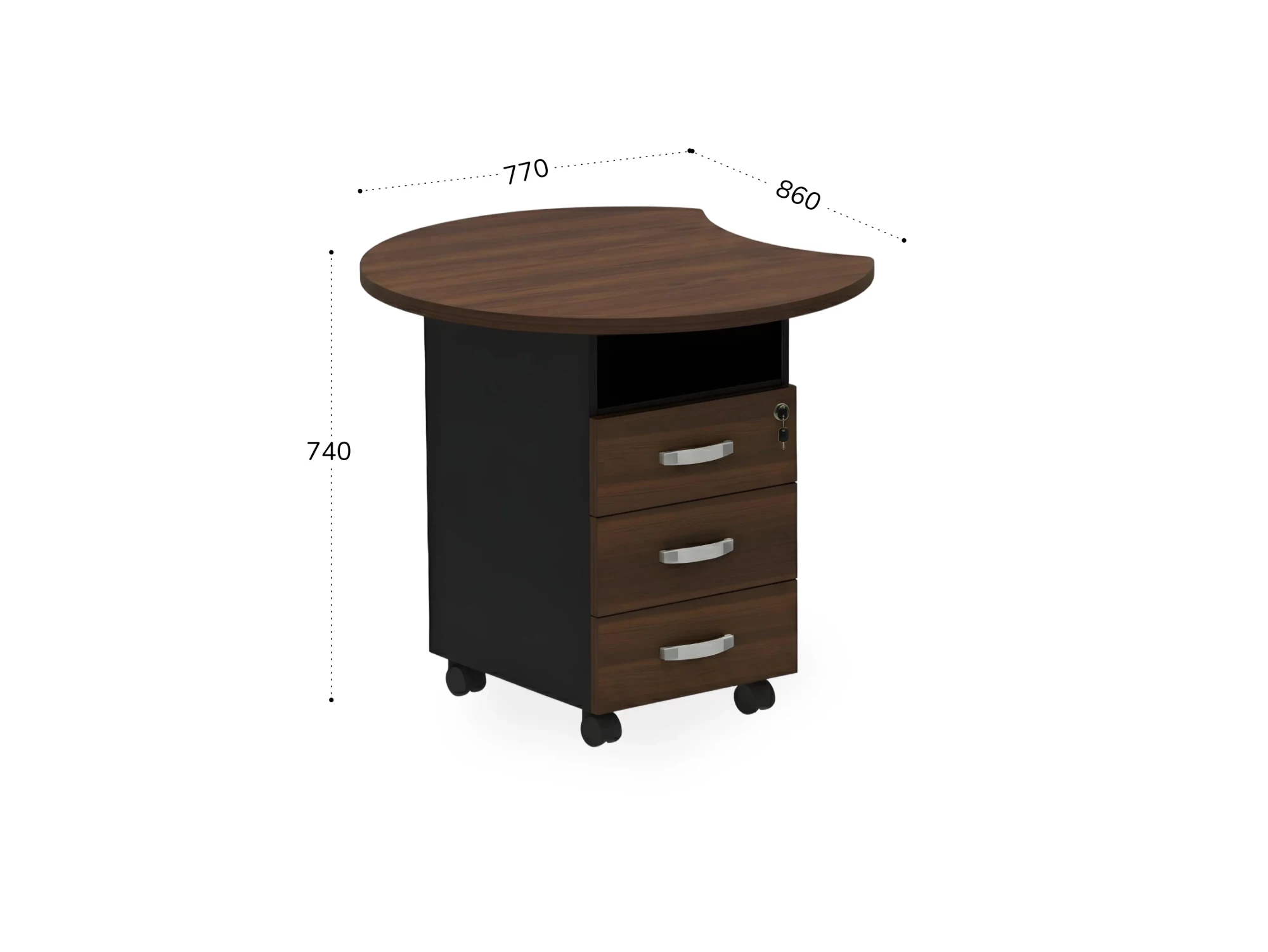 BRL RB088-77х86L Тумба приставная левая 770х860х740 Орех Вармия/Черный