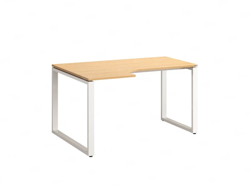 Стол угловой, О-опора, левый 1800x900/1200x750, RM055-18x9-12 Вяз Швейцарский светлый/Белый