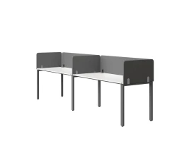 Бенч-система в 1 ряд, 2 рабочих места 5 тканевых экранов 2000x600x750 RM167-1-20x6 Белый/Серый